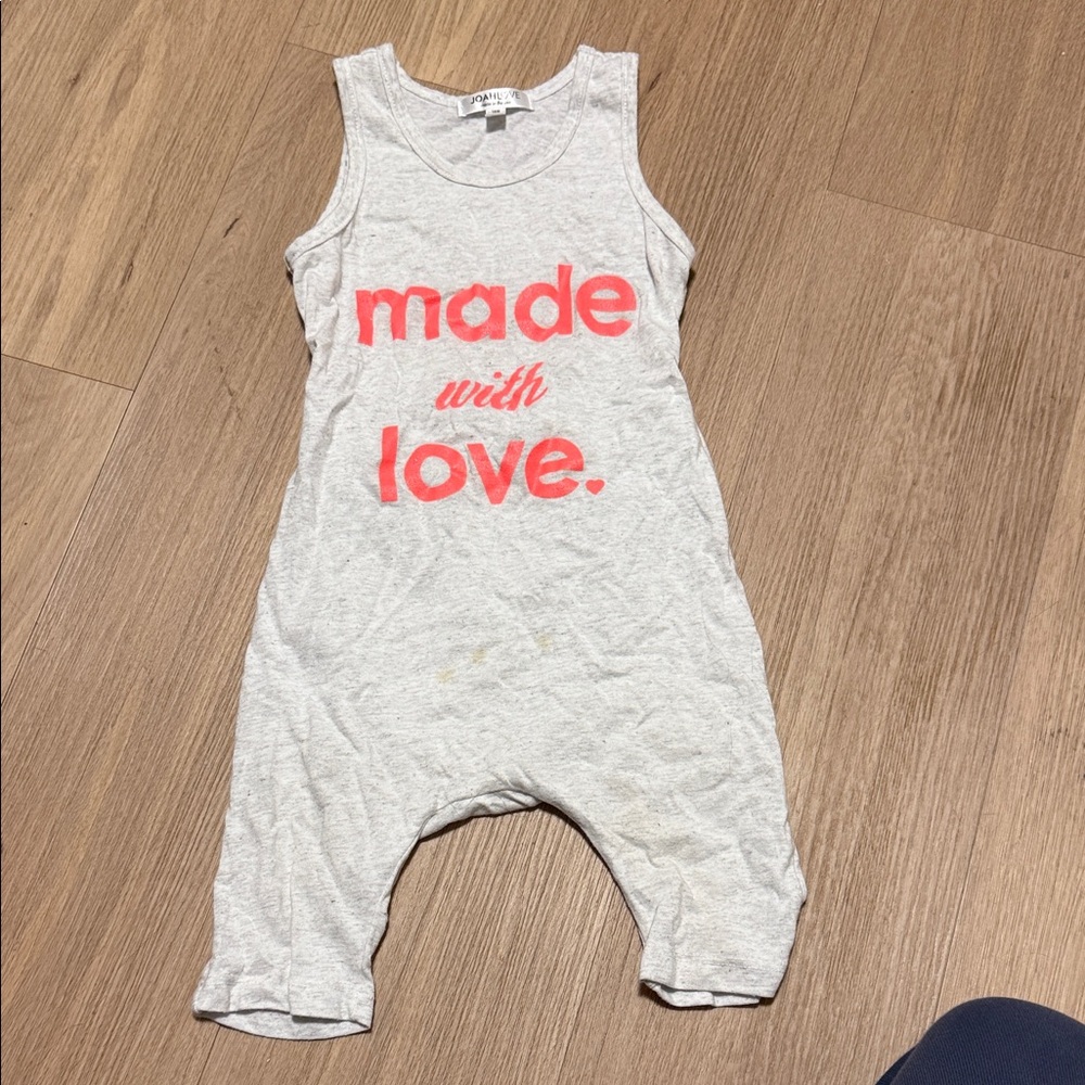 Joah Love Gray Bodysuit with Pink Print